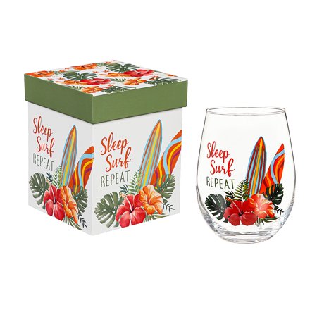 

17 OZ Stemless Glass w/Box Sleep Surf Repeat