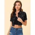 thumbnail image 5 of Chaqueta Corta Informal Para Mujer De Manga Corta Vaquera Negro L, 5 of 5