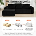 thumbnail image 3 of 103" Black Cloud L-Shaped Modular Sectional Sofa with Deep Seat, Oversized Corduroy Couch for Living Room & Bedroom, No Assembly, 3 of 7