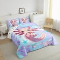 thumbnail image 4 of Manfei Pink Axolotl Bedding Twin Comforter Set, Purple Fish Scale Down Comforter, Seashell Starfish Reversible Duvet Insert, Breathable Bedroom Decor, 2pcs, 4 of 8
