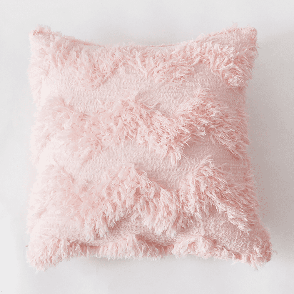 Fluffy hand knitted pillow