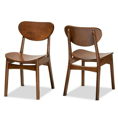 Bowery Hill Walnut Brown Finished Wood 2-Piece Dining Chair Set