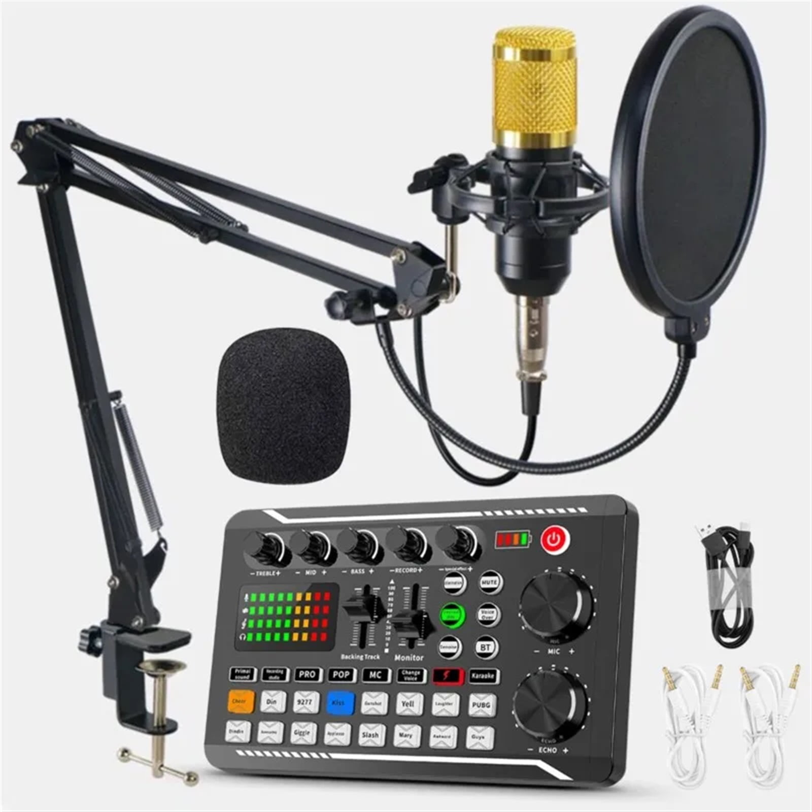 Dedicated Sound Card Microphone For Live BroadCast F998 Card with(Optional) Audio Interface With DJ Mixer Effects Voice Changer ,Easy to Operate