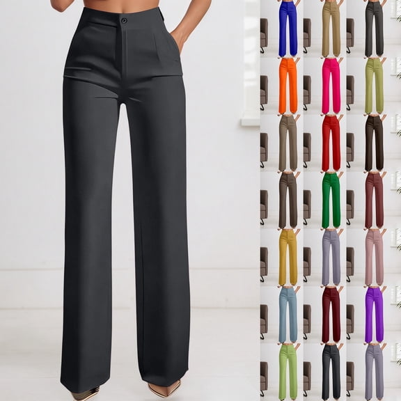 jiaxiM Womens Summer Pants Wide Leg Elastic Waist Palazzo Pants for Women Drawstring Classic-Fit Work Trousers for Women Women's Lounge Pants Summer 2026 Flowy Clothes