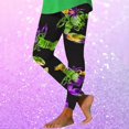 thumbnail image 4 of frariair Mardi&nbsp;Gras Leggings for Women Winter Warm Legging Print Fleece Pants Athletic Comfy High Waisted Trousers Yoga Pants Tights Green 1 PC, 4 of 4