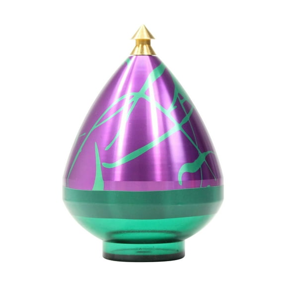 Spintastics Quicksilver Hybrid Spintop, Fixed-axle Tip, Aircraft Aluminum Body, String included, [Purple Green Splash and Green]