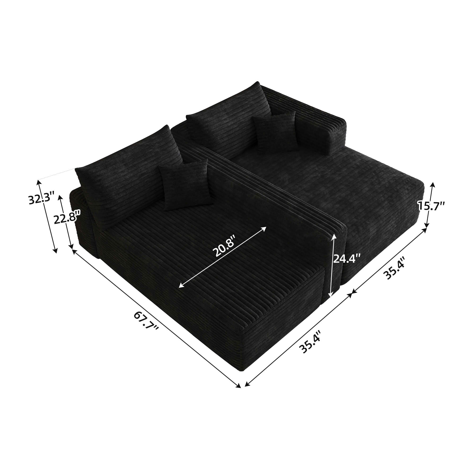 MAYEERTY 103 Inch L‑Shaped Cloud Sectional Sofa, Modern Minimalist Deep‑Seat Corner Couch, Plush Corduroy Upholstered Reversible Sofa, No‑Assembly Required for Living Room Apartment