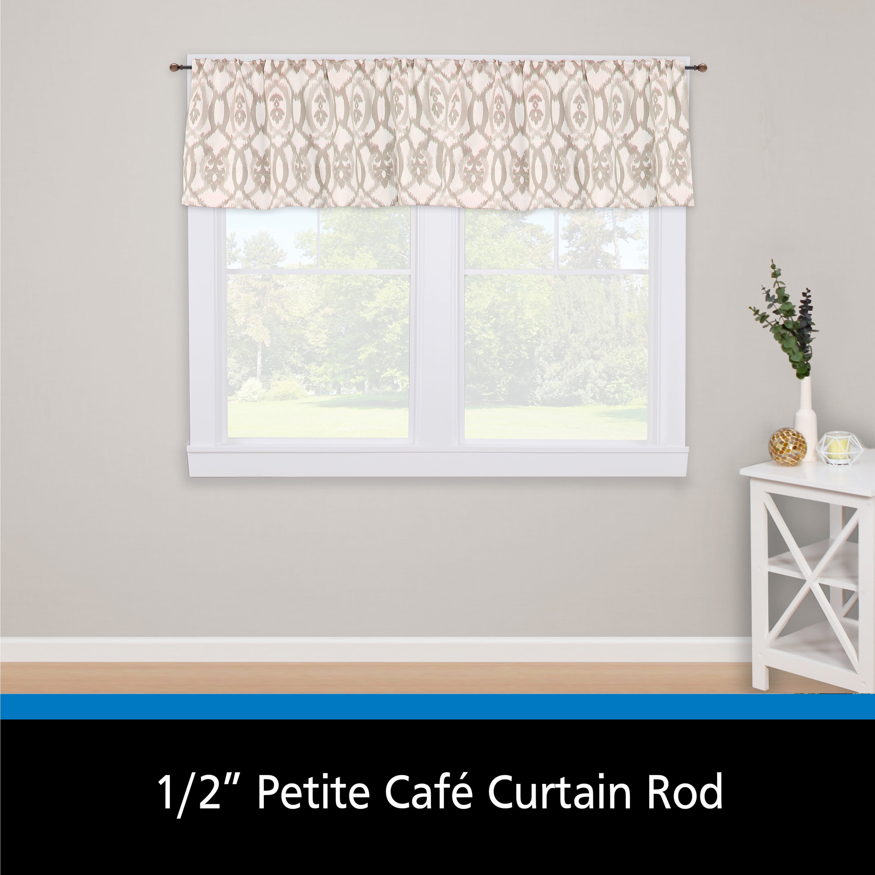 (2 pack) Mainstays Jillian Petite Café Adjustable Curtain Rod, 1/2 in Diameter, 48-84 in, Brown Marble