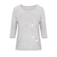 thumbnail image 4 of Sequin Printing Shirt for Women 3/4 Sleeve Loose Fit Trendy Spring Fall Blouse Crewneck Tops Wear to Party Vacation, 4 of 4