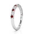 thumbnail image 3 of 925 Sterling Silver Round 0.85 Ctw Red Garnet & White Topaz Alternate Gemstone Half Eternity Women Engagement Ring, Stackable Wedding Ring_8, 3 of 5