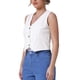 thumbnail image 4 of CHAQUETA DE JEAN SIN MANGAS PARA MUJER INSPIRADA CHIC, CON ESCOTE EN V Y BOTONES, VESTIDO DE DENIM CORTO S BLANCO, 4 of 6