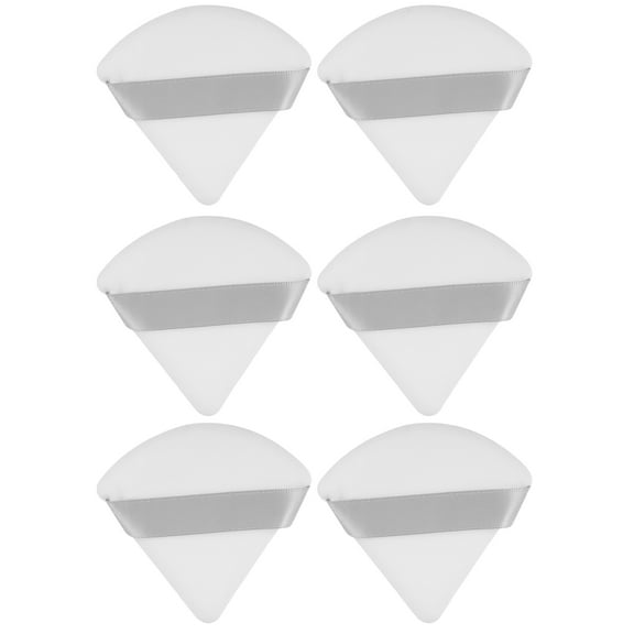 Unique Bargains 6 Pcs Loose Powder Puff Face Soft Triangle Puff Blender Beauty Makeup Tool Short Plush White