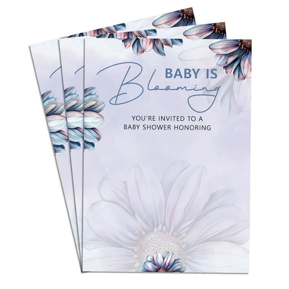 Baby Is Blooming Lavender Charming Baby Shower Invitation Elegant & Fun Designs for Boy & Girl 40 Card Perfect for Baby Celebration 4x6 in