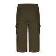 thumbnail image 5 of Bzhegqhd Solid Elastic Waist Pocket Cropped Pants Casual Stretchy Stylish Pants for Spring Summer Women's Clothing, 5 of 6