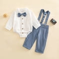 thumbnail image 4 of Tiijoy Newborn Boys Outfits Long Sleeve Button Up Romper Suspenders Pants Set, Sizes 9-12M, 4 of 5