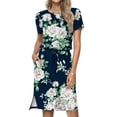 thumbnail image 1 of Robe d'Été pour Femmes 2024 Mode Grande Taille Décontractée Col Rond Bretelles Manches Courtes Imprimé Floral Robe Ample avec Poche Rabais de 50 % Liquidation!, 1 of 7