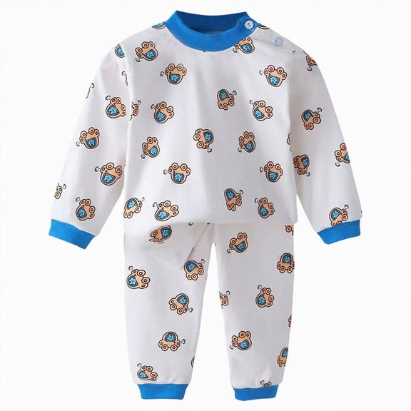 Toddler Boys Clothes Baby Boy Fall Winter Round Neckline Long Sleeve Elastic Waist 4T 5T 6T 7T Pajama Set Pajamas 2Pcs