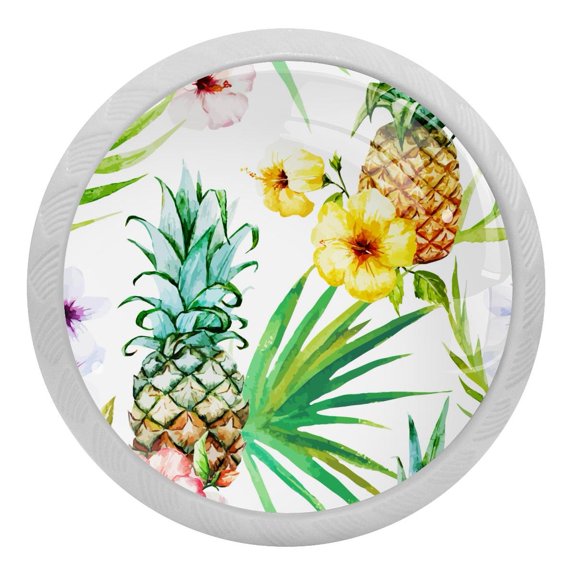 4PCS Round Pineapple Cabinet Fluorescence Knob Glowing in the Dark Furniture Drawer Pulls Handle with Screws