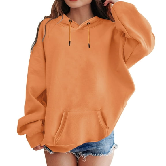 YOUSNH Kids Children Girls Boys Winter Long Sleeve Pocket Hoodie Tops Sweatshirt Clothes Solid Color Toddler Girl Sweatshirt Orange 10-12 Years