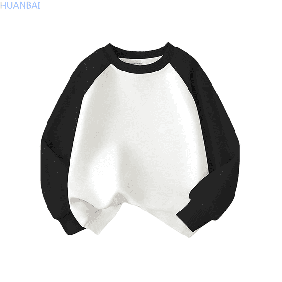 HUANBAI Toddler Kids Baby Boys Girls Color Block Splice Basic Crewneck Pullover Sweatshirt Children's Hoodie Coat Tops Pullover Tops 110