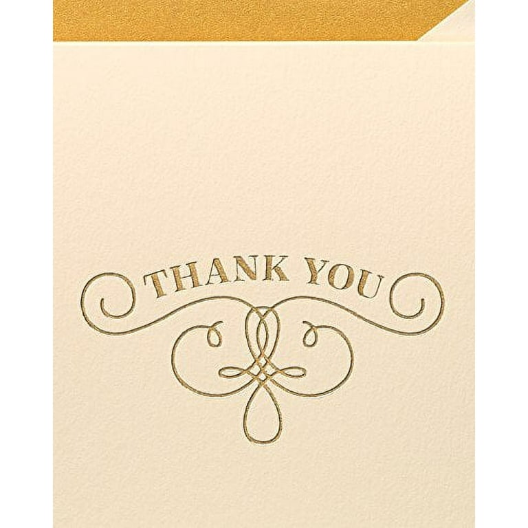 Papyrus Thank You Cards with Envelopes, Gold Flourish (16-Count
