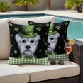 thumbnail image 4 of St. Patrick's Day Outdoor Waterproof Pillow Covers, Lucky Shamrock Cute Puppy Hat Green Plaid Decorative Square Throw Pillowcase Sofa Cushion Sham for Patio/Couch/Chair, 16"x16" 2 Pack, 4 of 8