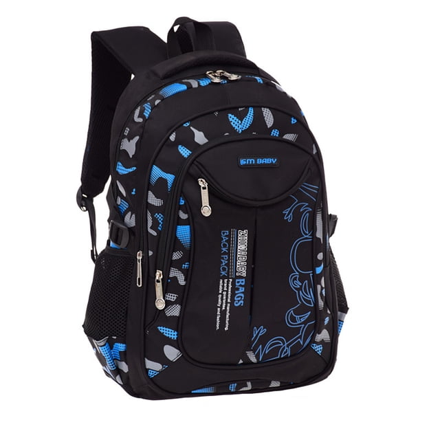 ruzhgo Sac de Rangement pour Étudiants, Sac d'École Imprimé, Sac à Dos de Randonnée Portable avec Fermeture Éclair, Grande Capacité, Bleu