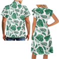thumbnail image 5 of Garronmavis Palm Leaf Couples' Outfits Button-Down Shirt for Men Lightweight Hawaiian Blouse Tops and Womens Short Sleeve Dress Summer Flowy Beach Dresses Size 2XL with Pocket, 5 of 7