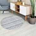 thumbnail image 2 of Homhougo 3 Ft Boho Round Rug, Moroccan Vintage Low-Pile Washable Rug with Non-Slip Backing, Accent Mat for Bedroom, Kitchen, Living Room, Laundry, Nursery, or Dining Room, Light Grey, 2 of 7