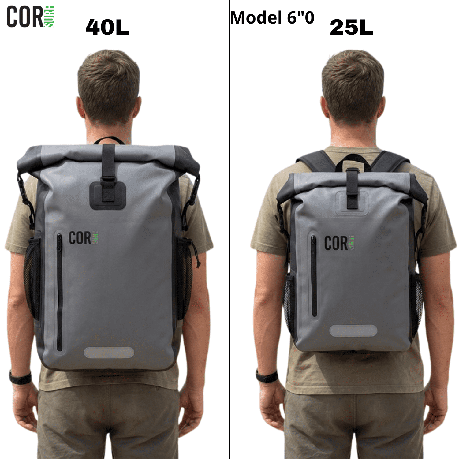 COR Surf Water Resistant Dry Bag Laptop Backpack for Water Sports (Black, 25L)