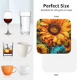 thumbnail image 7 of Bingfone Vintage Deep Yellow Colorful Sunflower Leather Drinks Coasters with Set of 6,Suitable for Home Kitchen,Coffee Cup Coasters Home Gift, 7 of 7