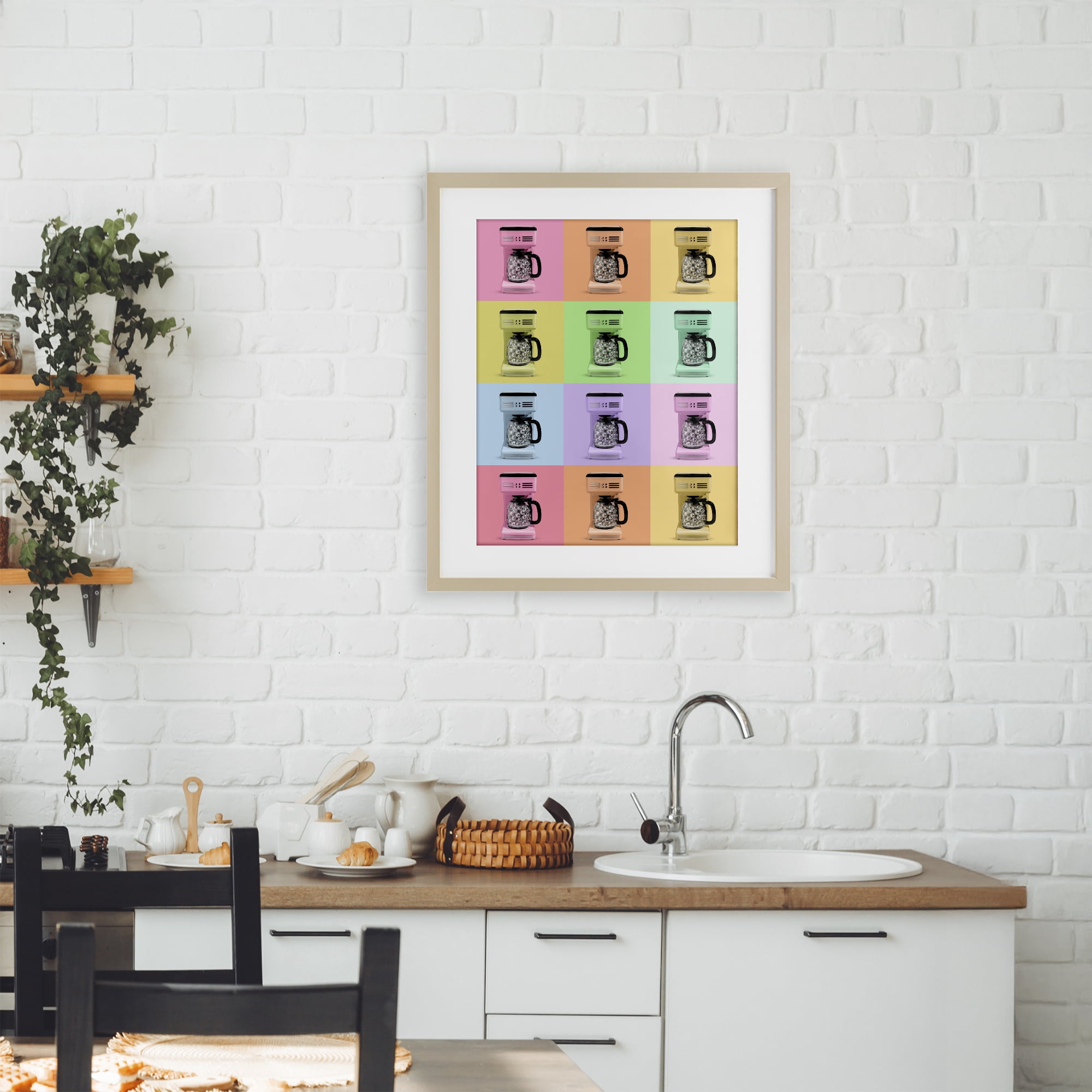 Stupell Industries Disco Coffee Maker Collage Birch Framed Print Under Glass, design by LISH Creative