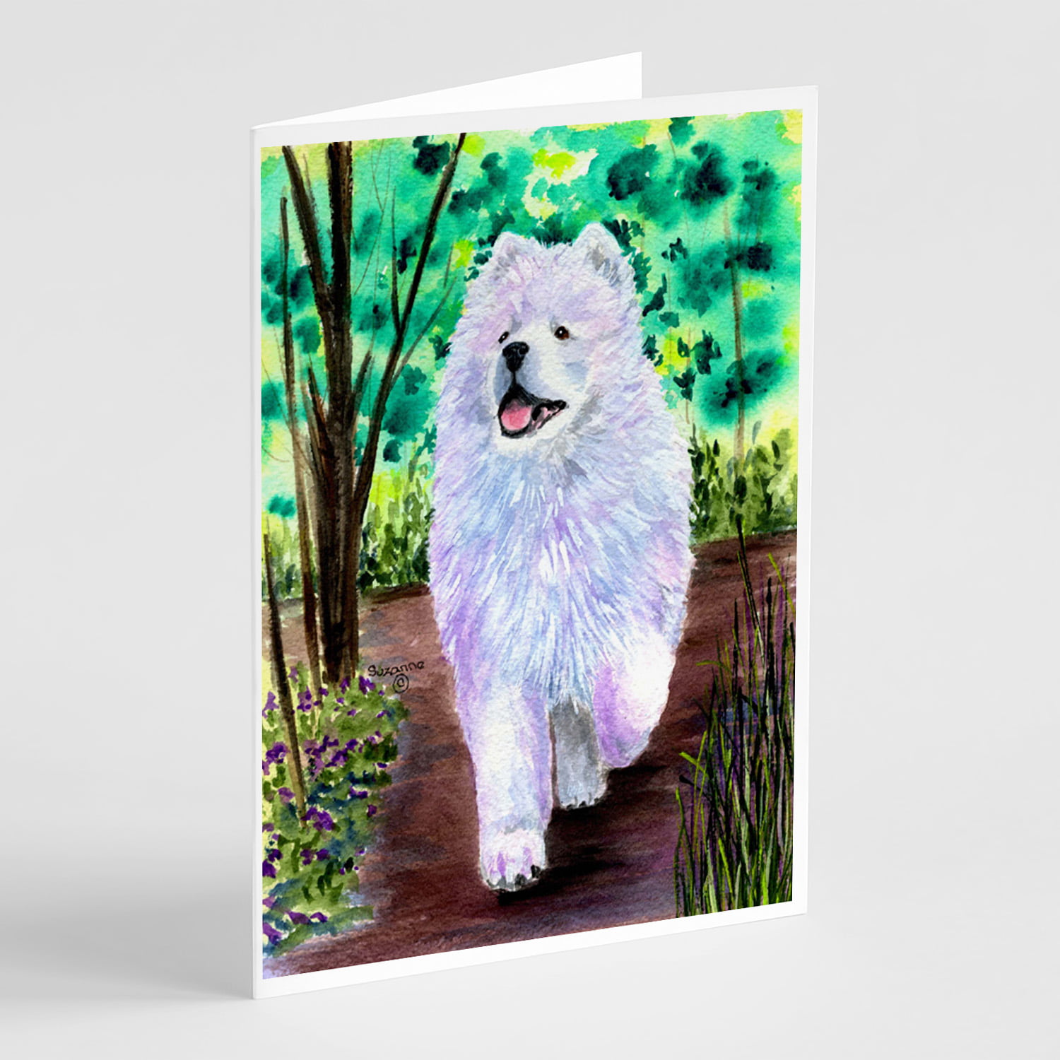 6 Samoyed Dog Blank Art Note Greeting Cards 