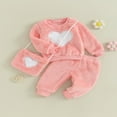 thumbnail image 3 of Heart Pattern Fleece Sweatshirts Pants Bag for Toddler Girls in Fall, 3 of 9