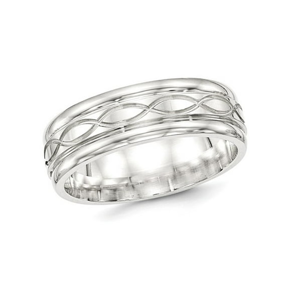 Gem & Harmony Mens Sterling Silver 7mm Polished Infinity Band Ring for Men