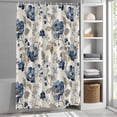 thumbnail image 5 of Vintage Blue Blossom Flower Art Shower Curtain for Bathroom, Floral Leaves on Burlap Waterproof Shower Curtains Washable Quick Dry with Hooks Bathtub Curtains 72x72IN, 5 of 9