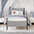 thumbnail image 3 of Yeshouse estructura de cama tapizada con cabecero de terciopelo, plataforma de tela de pana suave, soporte de listones de madera y patas resistentes, sin somier, silenciosa y fácil de montar, 3 of 9