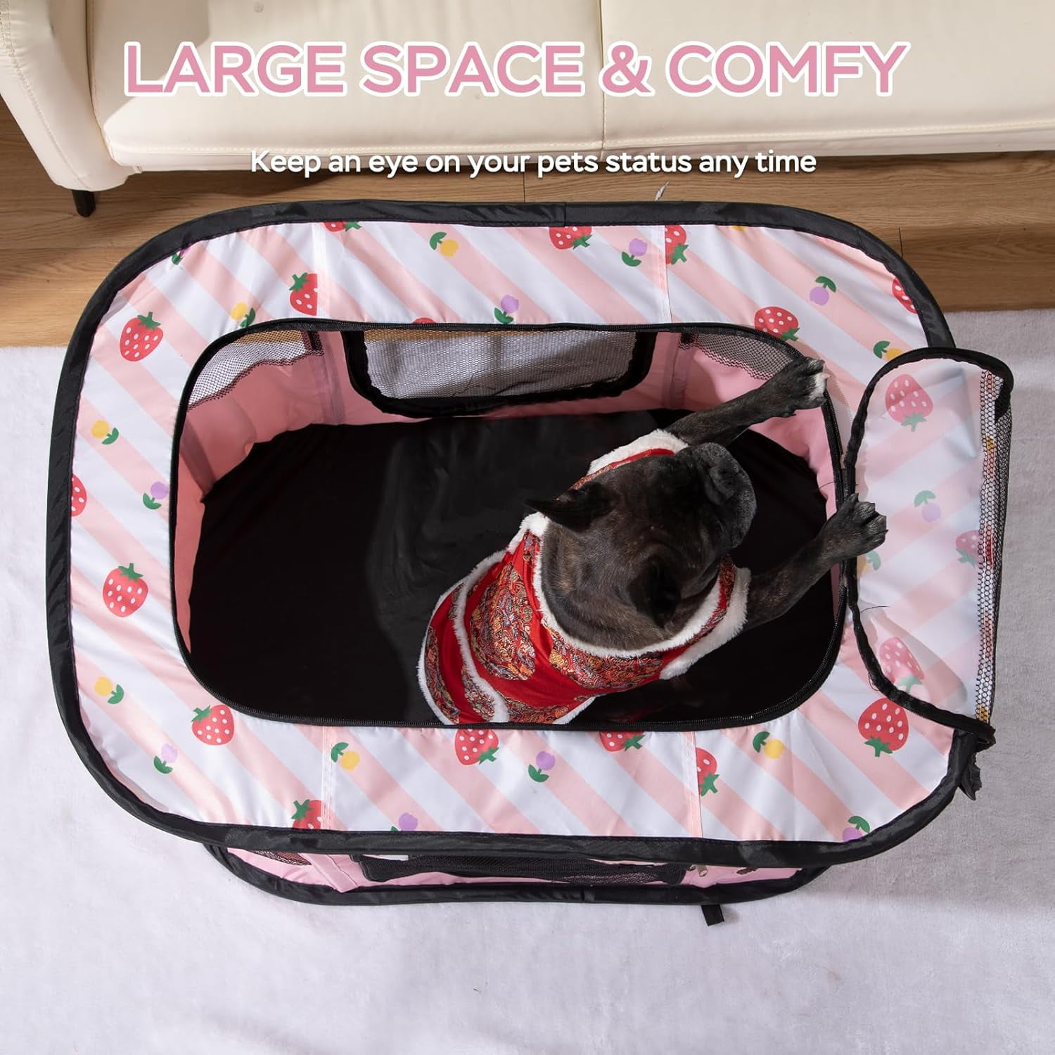 Portable Pet Playpen for Dogs, Cats & Rabbits - Collapsible Indoor Outdoor Kennel with Large Space