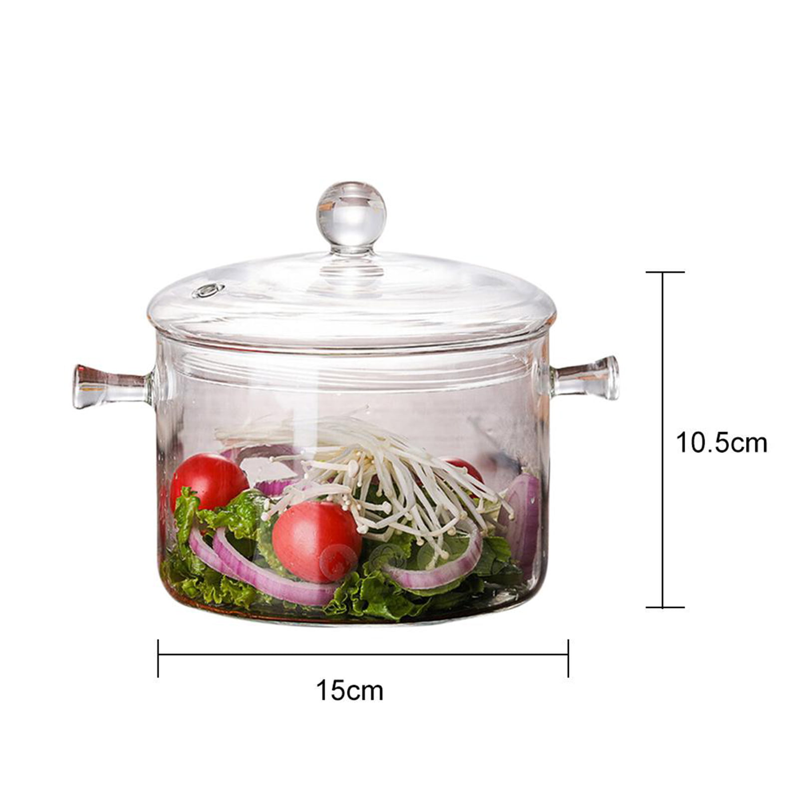 Glass pot Glass cookware with lid Transparent glass pot Soup pot Hot pot  with handle and steam hole ，Suitable for restaurant kitchen cooking (Size 
