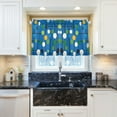 thumbnail image 5 of Yayeee Kitchen Curtains Light Filtering 27"x24" Rod Pocket Short Cafe Window Panel, Blue Abstract, 5 of 7