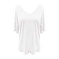 thumbnail image 4 of T Shirts For Women Womens Tops T Shirt V Neck Half Sleeve Loose Shirt Casual Solid Color Basic Top, 4 of 4
