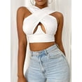 thumbnail image 7 of Qiylii Women's Criss Cross Tank Tops, Sleeveless Cutout Crop Tops Solid Color, 7 of 7