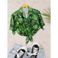 thumbnail image 4 of LA LEELA Women's Blouses Summer Button Down Short Sleeve Beach Party Vacation Versatile Hawaiian Shirt Cute Tops For Women S Leaves, Green, 4 of 4