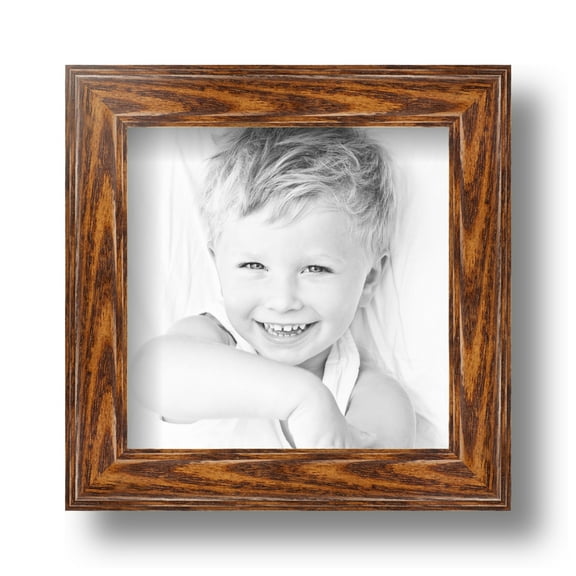 ArtToFrames 5x5 Inch Honey Picture Frame, This Brown Wood Poster Frame is Great for Your Art or Photos, Comes with Regular Glass (4380)