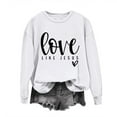 thumbnail image 2 of Brilliant Valentines Sweater Women Women's Christmas Printed Round Neck Long Sleeves Top Loose Fitting Sweater New(White,XL), 2 of 6