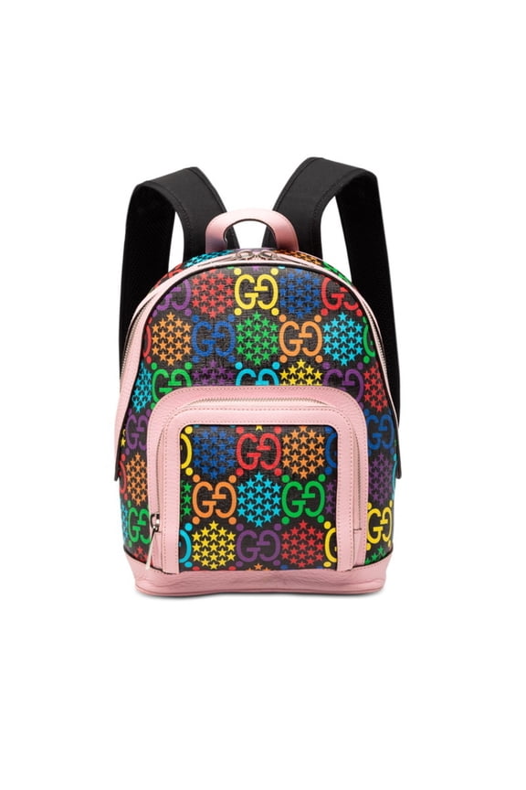 Pre-Owned Gucci GG Psychedelic Backpack 601296 in Pink, Black, and Multicolor Leather for Women