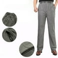 thumbnail image 3 of JUUYY Cotton Linen Dress Pants for Men Stretch High Waisted Solid Color Trousers Casual Straight Leg Pants with Pockets Dark Gray XXXXL, 3 of 4