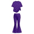 thumbnail image 5 of XAOFW Girls Outfits Short Sleeve Bowknot Print Tees Flared Pants Kids Girls Summer Autumn Cute Clothes Sets 11-12 Years, 5 of 5