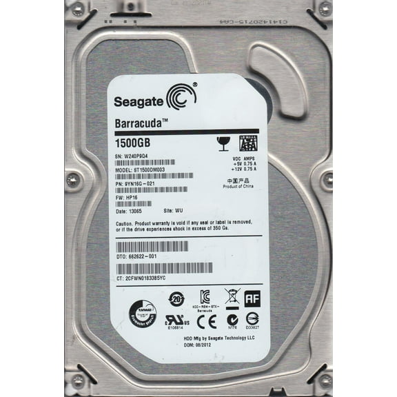 ST1500DM003, W24, WU, PN 9YN16G-021, FW HP16, Seagate 1.5TB SATA 3.5 Hard Drive