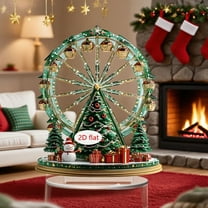 1 PC Christmas Decoration 2D Acrylic Ferris Wheel Desktop Ornament Sign Centerpiece Tabletop Display for Table Home Holiday Party Decoration